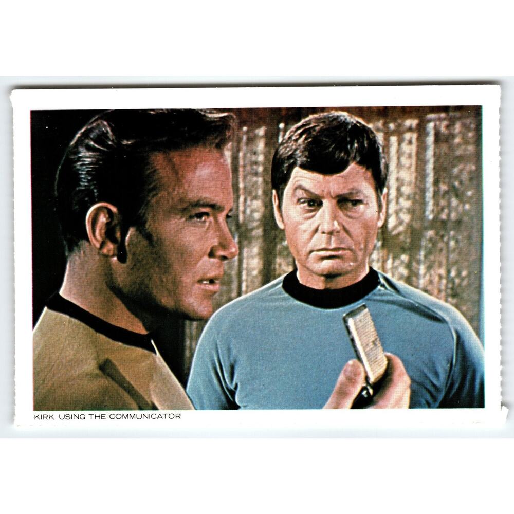 Vintage 1977 Star Trek Postcard Kirk Using Communicator Paramount